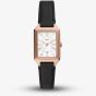Fossil Ladies Raquel Rose Gold Tone Black Leather Strap Watch ES5310