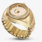 Fossil Ladies Gold Tone Diamond Bezel Ring Watch ES5319