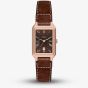 Fossil Ladies Raquel Brown Rectangle Dial Leather Strap Watch ES5503