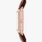 Fossil Ladies Raquel Brown Rectangle Dial Leather Strap Watch ES5503