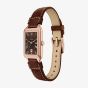 Fossil Ladies Raquel Brown Rectangle Dial Leather Strap Watch ES5503