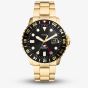 Fossil Mens Blue Gold Plated Black Dial GMT Watch FS5990