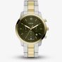 Fossil Mens Neutra Chronograph Green Dial Two Tone Bracelet Watch FS6189