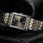 Citizen Mens Dress Classic Black Dial Rectangle Two Tone Bracelet Watch BJ6574-59E