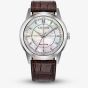 Citizen Mens Rolan Mother of Pearl Dial Brown Lether Strap Watch FE7130-10D