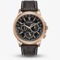 Citizen Mens Calendrier Rose Gold Plated Black Day Date Dial Brown Leather Strap Watch BU2023-04E