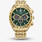 Citizen Mens Eco-Drive Gold Tone Green Chronograph Watch CA4542-59X