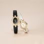 Coach Ladies Sammy Golden Oval Black Crystal Dial Leather Strap Watch 14504739