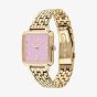 Coach Ladies Cass BCRF Golden Square Pink Dial Bracelet Watch 14504692