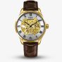 Rotary Mens Greenwich Skeleton Gold Plated Automatic Leather Strap Watch GS02941/03