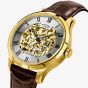 Rotary Mens Greenwich Skeleton Gold Plated Automatic Leather Strap Watch GS02941/03