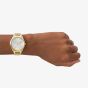 Armani Exchange Ladies Giacomo Gold Plated Silver Dial Watch AX5657