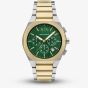 Armani Exchange Mens Rafael Two-Tone Green Chronograph Watch AX4184