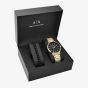 Armani Exchange Mens Cayde Gold Watch & Beaded Bracelet Gift Set AX7119