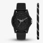 Armani Exchange Mens Outerbanks Black Rubber Strap Watch & Bracelet Set AX7159SET