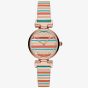 Emporio Armani Ladies T-Bar Rose Gold Plated Multicolour Dial Blue Reversible Strap Watch AR11292