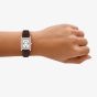 Emporio Armani Ladies Genni White Mother Of Pearl Rectangular Dial Brown Leather Strap Watch AR11804