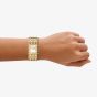 Emporio Armani Ladies Eagle Story White Square Dial Gold Tone Bracelet Watch AR11827