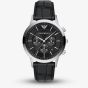 Emporio Armani Mens Archetipo Black Chronograph Dial Leather Strap Watch AR11820