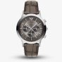 Emporio Armani Mens Archetipo Grey Chronograph Dial Leather Strap Watch AR11821