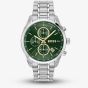 BOSS Mens Grand Prix 44 Silver Tone Green Dial Watch 1514266