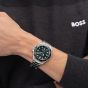 BOSS Mens Troper Sport Green Stainless Steel Bracelet Watch 1514294