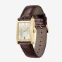 BOSS Mens Principle Gold Tone Brown Leather Strap Watch 1514300