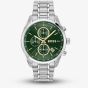 BOSS Mens Grand Prix Green Dial Bracelet Watch & Black Card Holder Gift Set 1570202