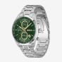 BOSS Mens Grand Prix Green Dial Bracelet Watch & Black Card Holder Gift Set 1570202
