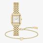 BOSS Ladies Mae Petit Golden Square Bracelet Watch and Open Heart Bracelet Gift Set 1570203