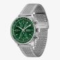 BOSS Mens Skytraveller Chronograph Green Dial Mesh Bracelet Watch 1514347