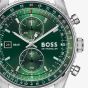 BOSS Mens Skytraveller Chronograph Green Dial Mesh Bracelet Watch 1514347