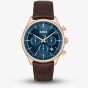 BOSS Mens Gregor Chronograph Blue Dial Leather Strap Watch 1514050