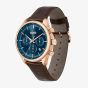 BOSS Mens Gregor Chronograph Blue Dial Leather Strap Watch 1514050