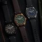 Seiko Mens 5 Sports Blue Dial Leather Strap Watch SRPG39K1