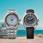 Seiko Mens Prospex 'Heritage Motoring' Countdown Speedtimer Petrol Blue Dial Leather Strap Watch HBC004J1