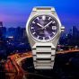 Seiko Mens King Seiko VANAC 'Tokyo Highway' Purple Dial Titanium Bracelet Watch HKF001J1