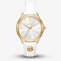 Michael Kors Runway Slim White Leather Strap Watch MK7466