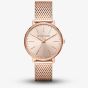 Michael Kors Ladies Pyper Rose Gold Mesh Watch MK4340