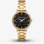 Michael Kors Ladies Pyper Gold Tone Black Dial Watch MK4916
