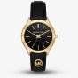 Michael Kors Ladies Slim Runway Black Leather Strap Watch MK7553