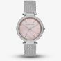 Michael Kors Ladies Darci Stainless Steel Pink Mother Of Pearl Dial Crystal Set Bezel Mesh Strap Watch MK4518