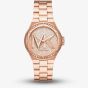 Michael Kors Ladies Lennox Rose Gold Plated Logo Watch MK7230