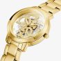 Guess Ladies Quattro Clear Gold Tone Skeleton Dial Watch GW0300L2