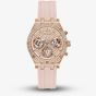 Guess Ladies Heiress Rose Gold Pink Rubber Strap Watch GW0407L3