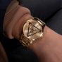 Guess Mens Badge Gold Tone Trademark Dial Watch GW0782G1