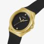 Guess Mens Vinyl Gold Tone Black Dial Watch GW0790G1