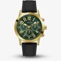 Guess Mens Parker Gold Tone Black Rubber Strap Watch GW0708G2