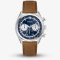 Guess Mens Dawson Blue Chronograph Dial Brown Leather Strap Watch GW0972G1