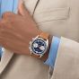 Guess Mens Dawson Blue Chronograph Dial Brown Leather Strap Watch GW0972G1